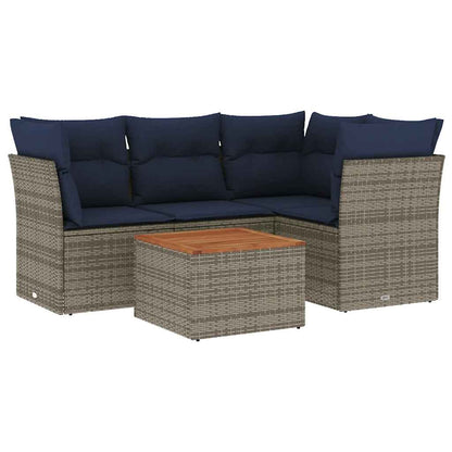 5-Delige Loungeset Met Kussens Poly Rattan