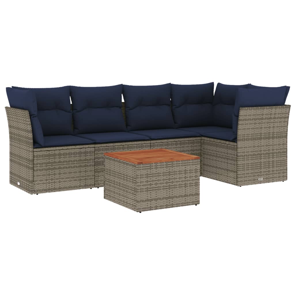 6-Delige Loungeset Met Kussens Poly Rattan