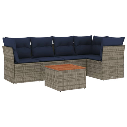 6-Delige Loungeset Met Kussens Poly Rattan