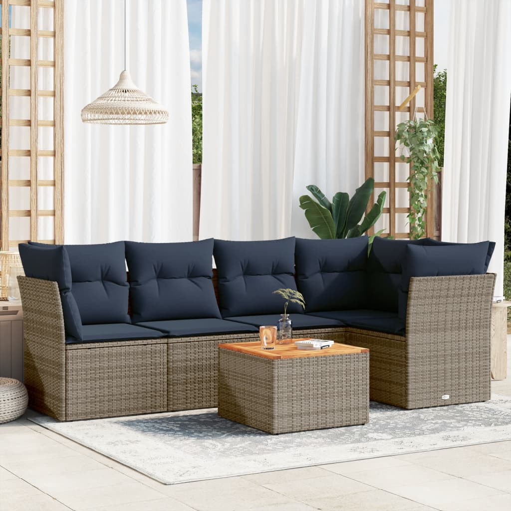 6-Delige Loungeset Met Kussens Poly Rattan