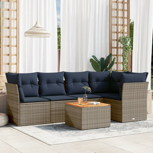 6-Delige Loungeset Met Kussens Poly Rattan