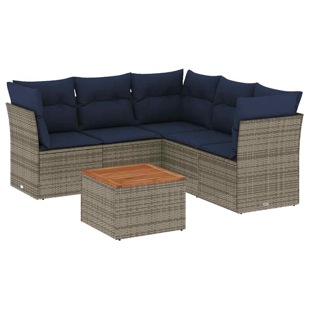 6-Delige Loungeset Met Kussens Poly Rattan
