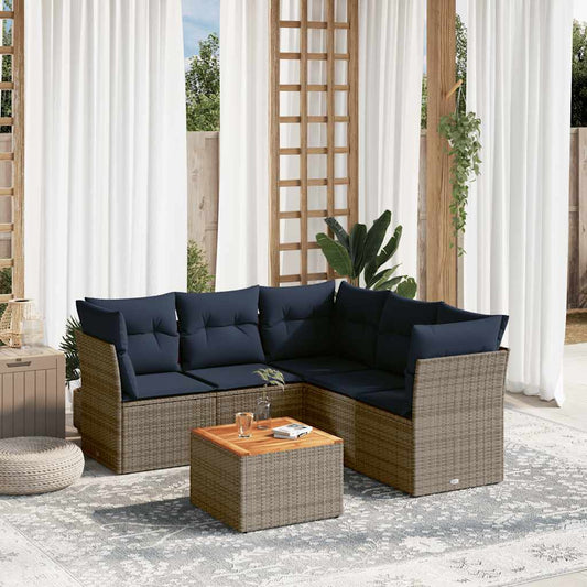 6-Delige Loungeset Met Kussens Poly Rattan