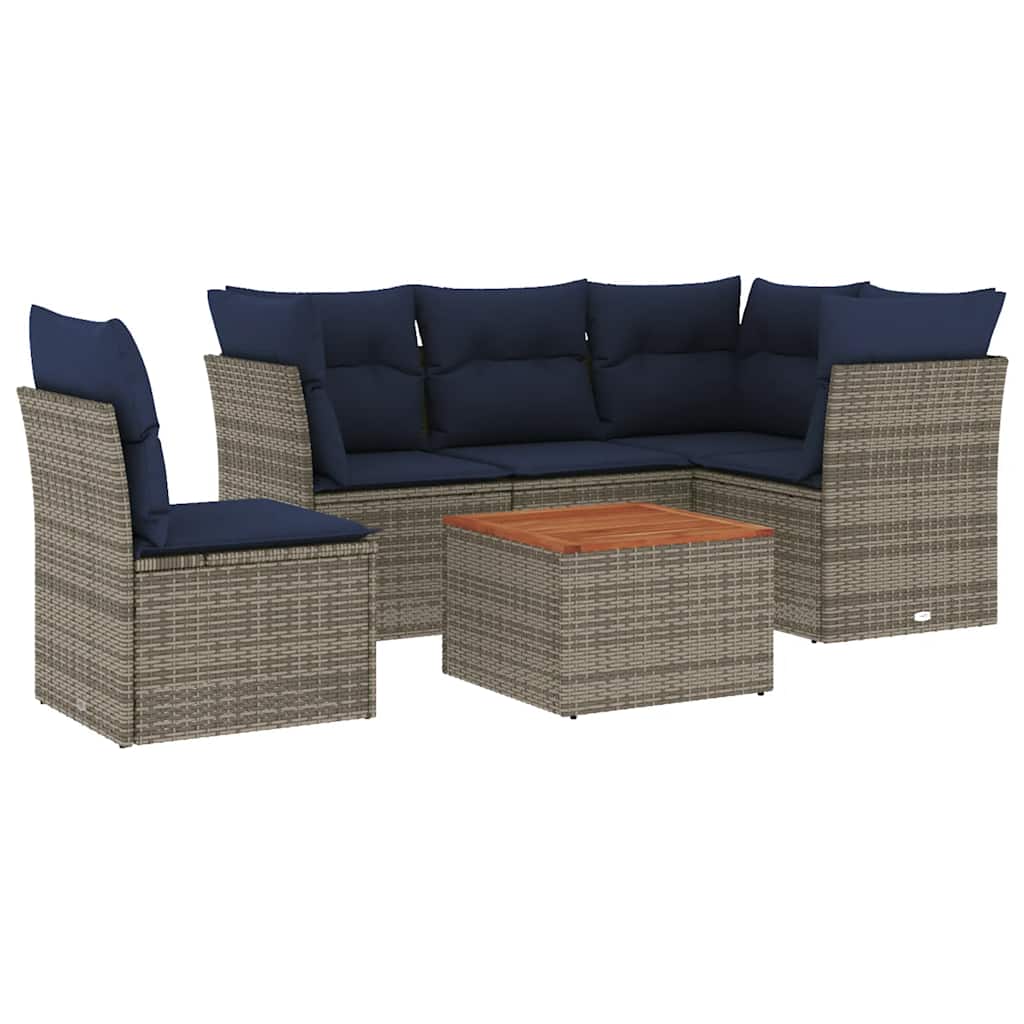 6-Delige Loungeset Met Kussens Poly Rattan