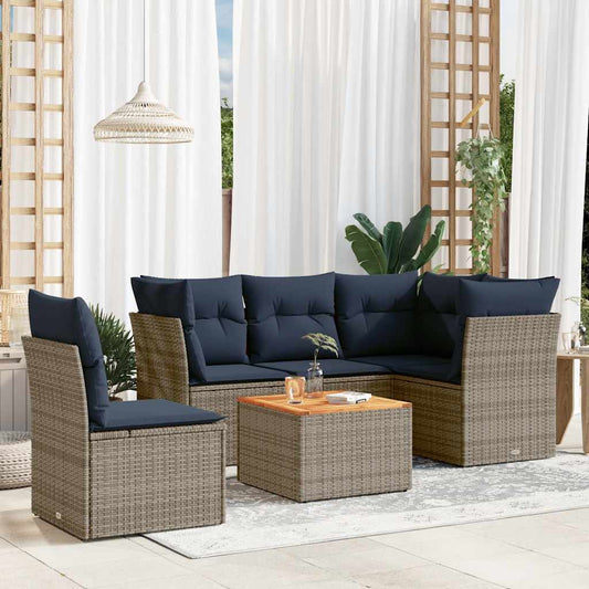 6-Delige Loungeset Met Kussens Poly Rattan