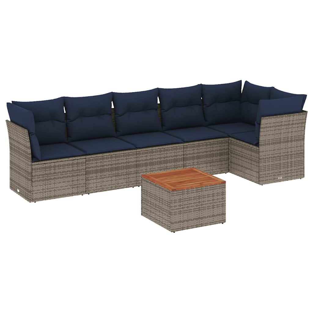 7-Delige Loungeset Met Kussens Poly Rattan
