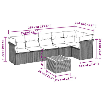 7-Delige Loungeset Met Kussens Poly Rattan