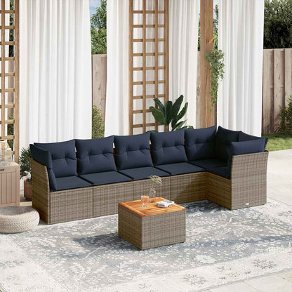 7-Delige Loungeset Met Kussens Poly Rattan
