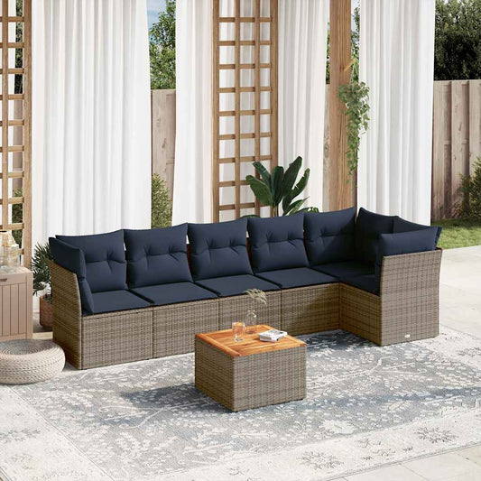 7-Delige Loungeset Met Kussens Poly Rattan