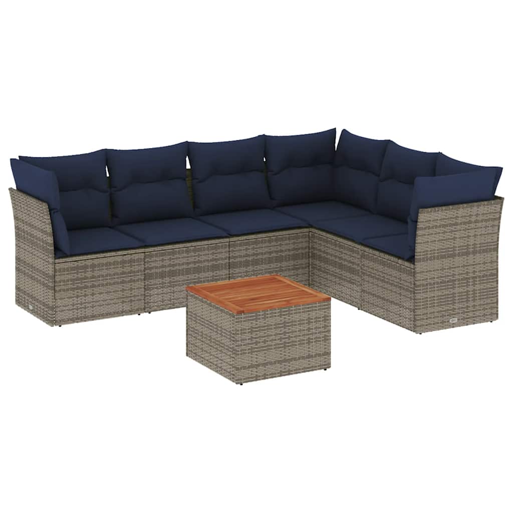 7-Delige Loungeset Met Kussens Poly Rattan