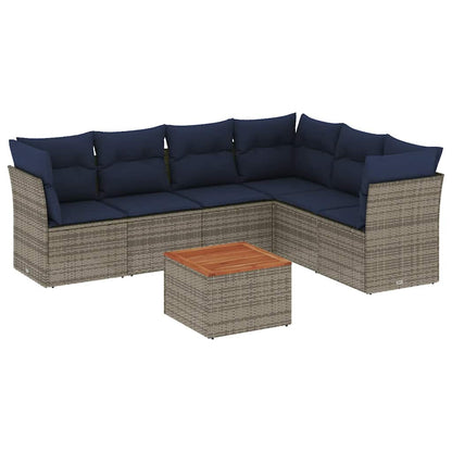 7-Delige Loungeset Met Kussens Poly Rattan