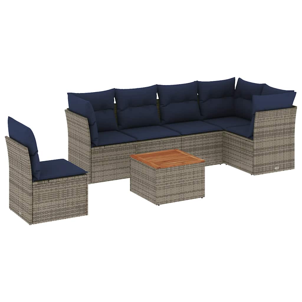 7-Delige Loungeset Met Kussens Poly Rattan