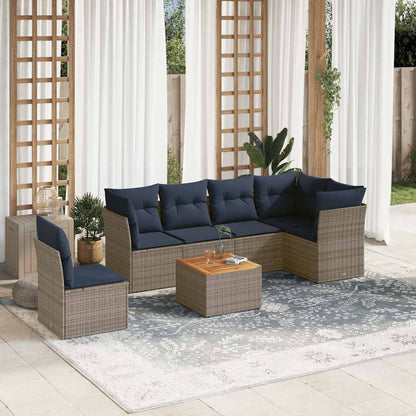7-Delige Loungeset Met Kussens Poly Rattan