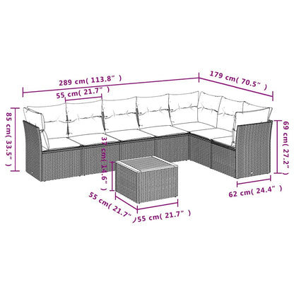 8-Delige Loungeset Met Kussens Poly Rattan