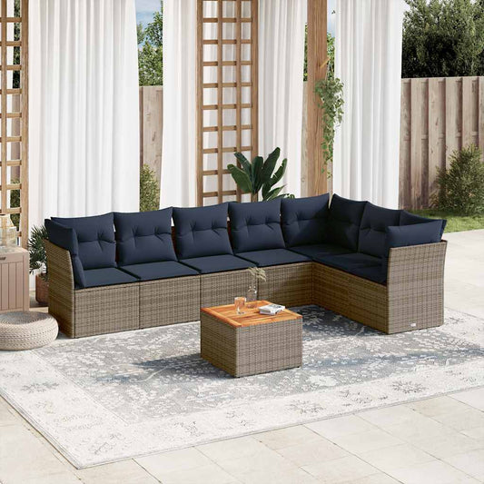 8-Delige Loungeset Met Kussens Poly Rattan