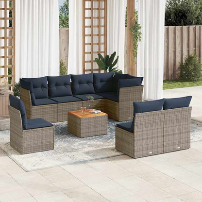9-Delige Loungeset Met Kussens Poly Rattan