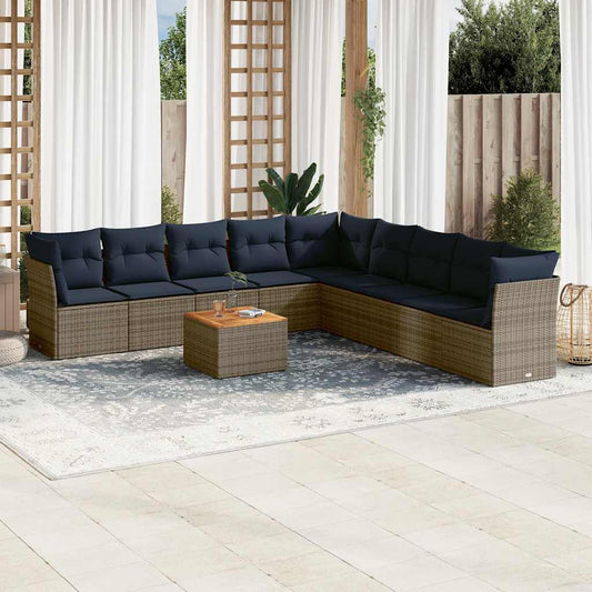 10-Delige Loungeset Met Kussens Poly Rattan
