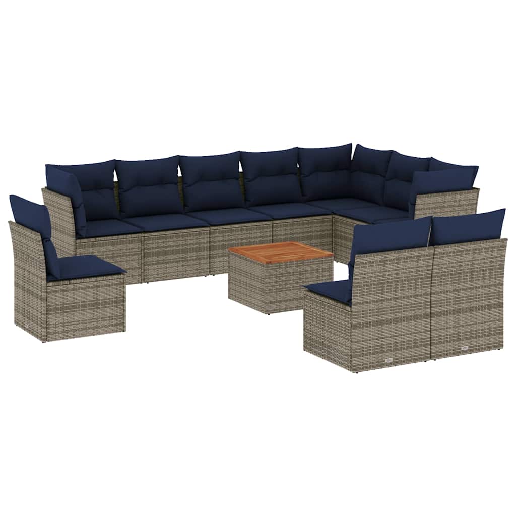 1 Loungeset Met Kussens Poly Rattan