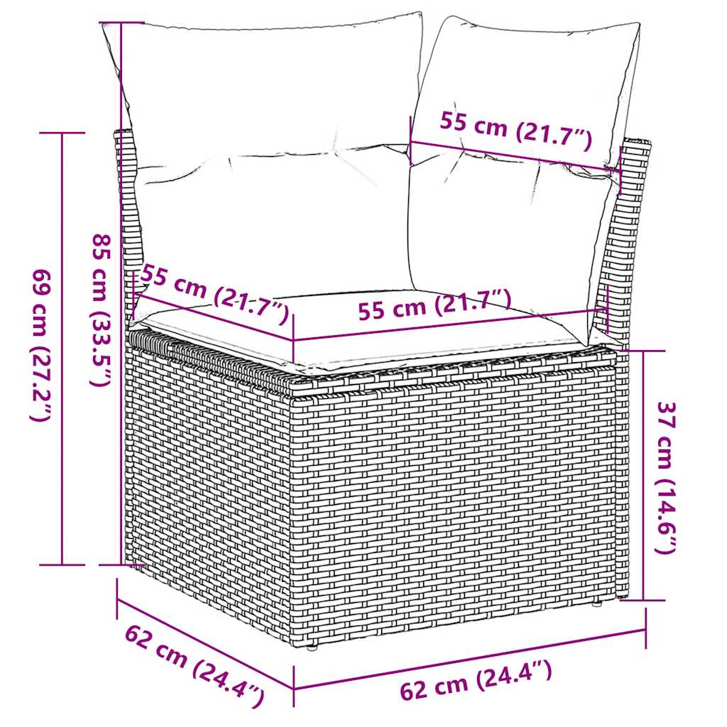 1 Loungeset Met Kussens Poly Rattan
