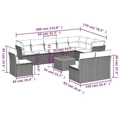 1 Loungeset Met Kussens Poly Rattan