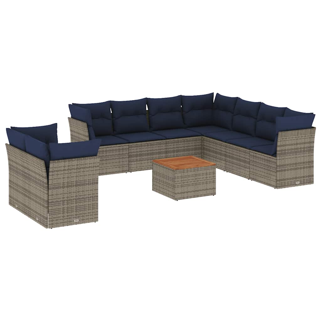 1 Loungeset Met Kussens Poly Rattan