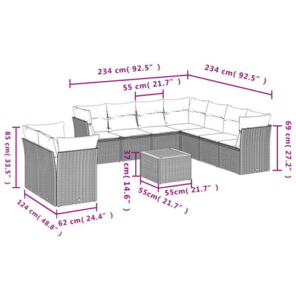 1 Loungeset Met Kussens Poly Rattan
