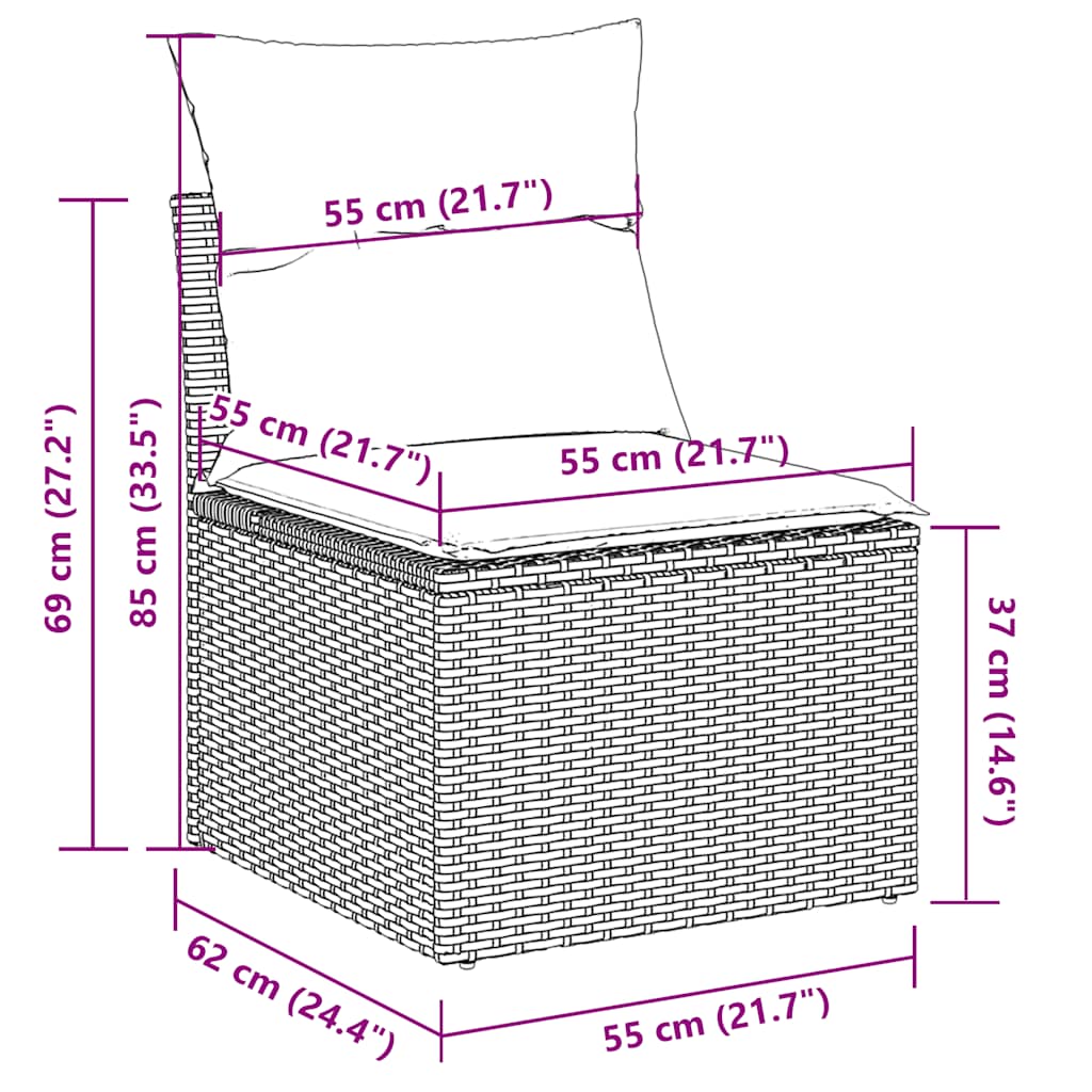 1 Loungeset Met Kussens Poly Rattan