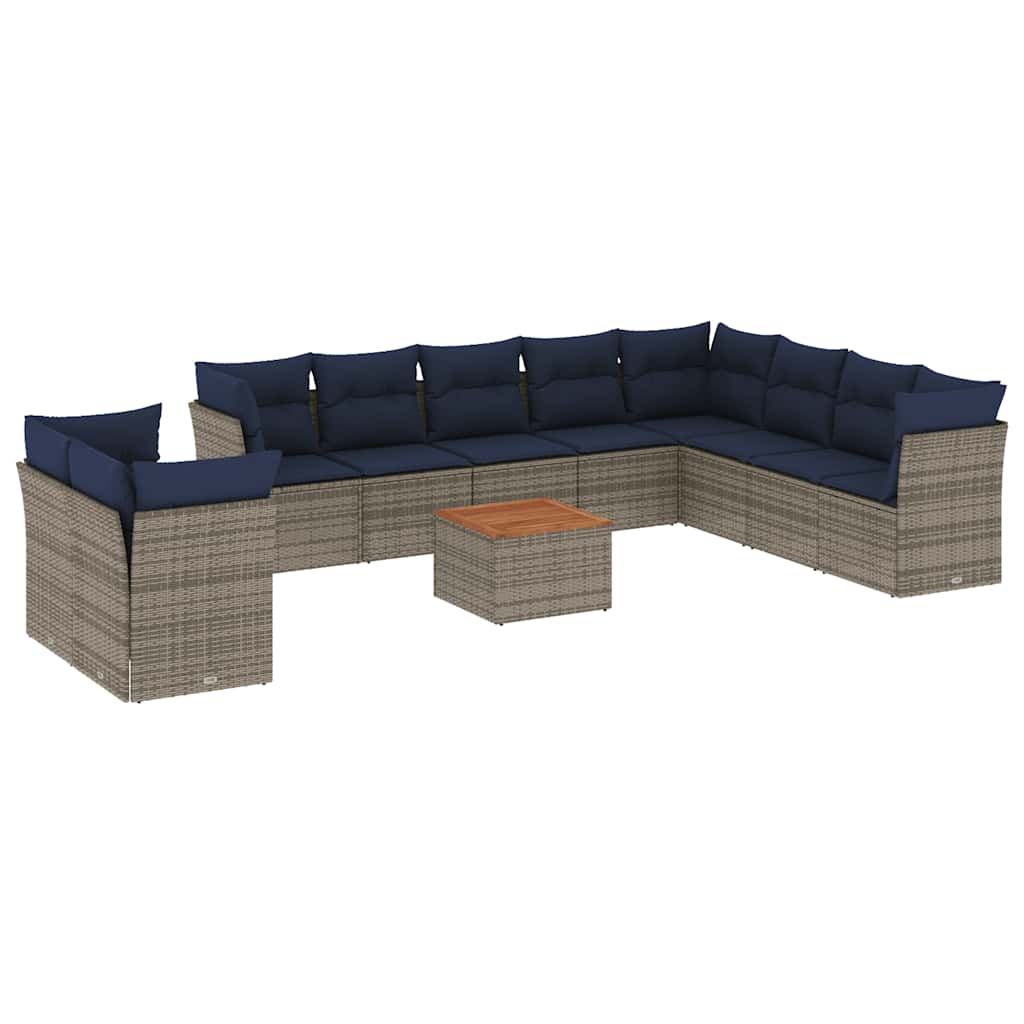 1 Loungeset Met Kussens Poly Rattan