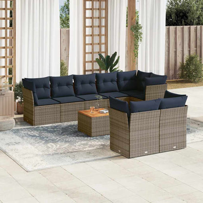 9-Delige Loungeset Met Kussens Poly Rattan