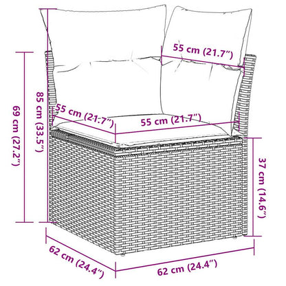 9-Delige Loungeset Met Kussens Poly Rattan