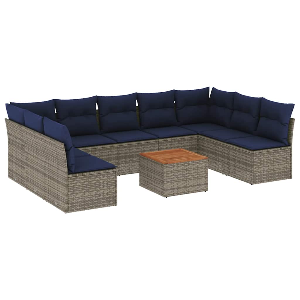 10-Delige Loungeset Met Kussens Poly Rattan