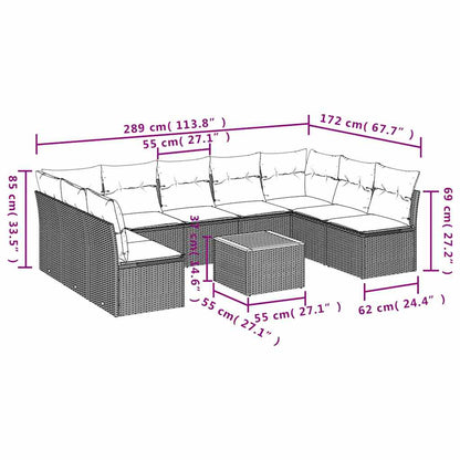 10-Delige Loungeset Met Kussens Poly Rattan