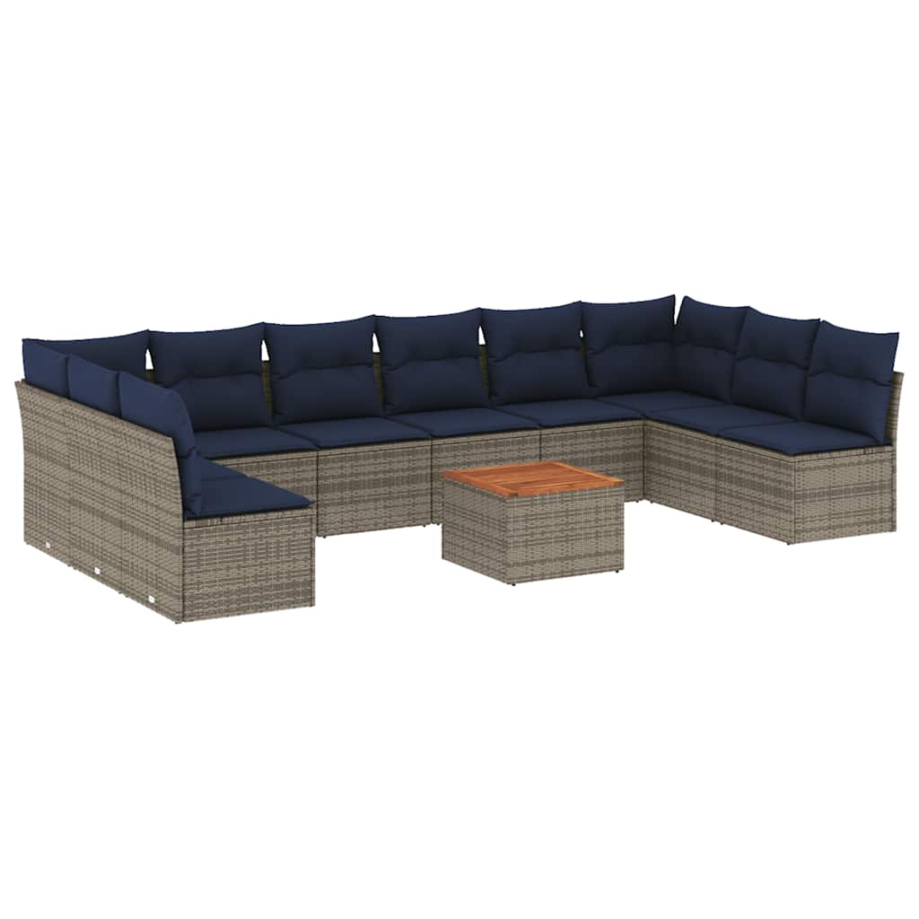 1 Loungeset Met Kussens Poly Rattan