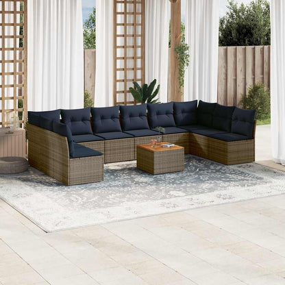 1 Loungeset Met Kussens Poly Rattan