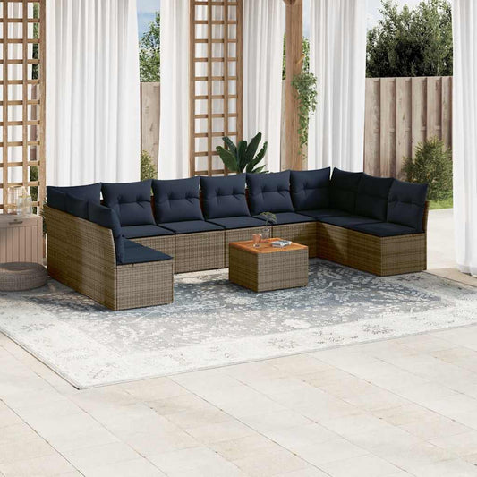 1 Loungeset Met Kussens Poly Rattan