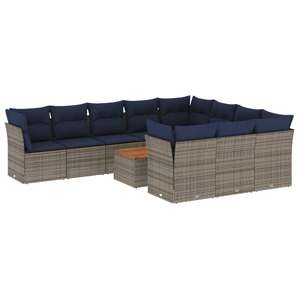 1 Loungeset Met Kussens Poly Rattan