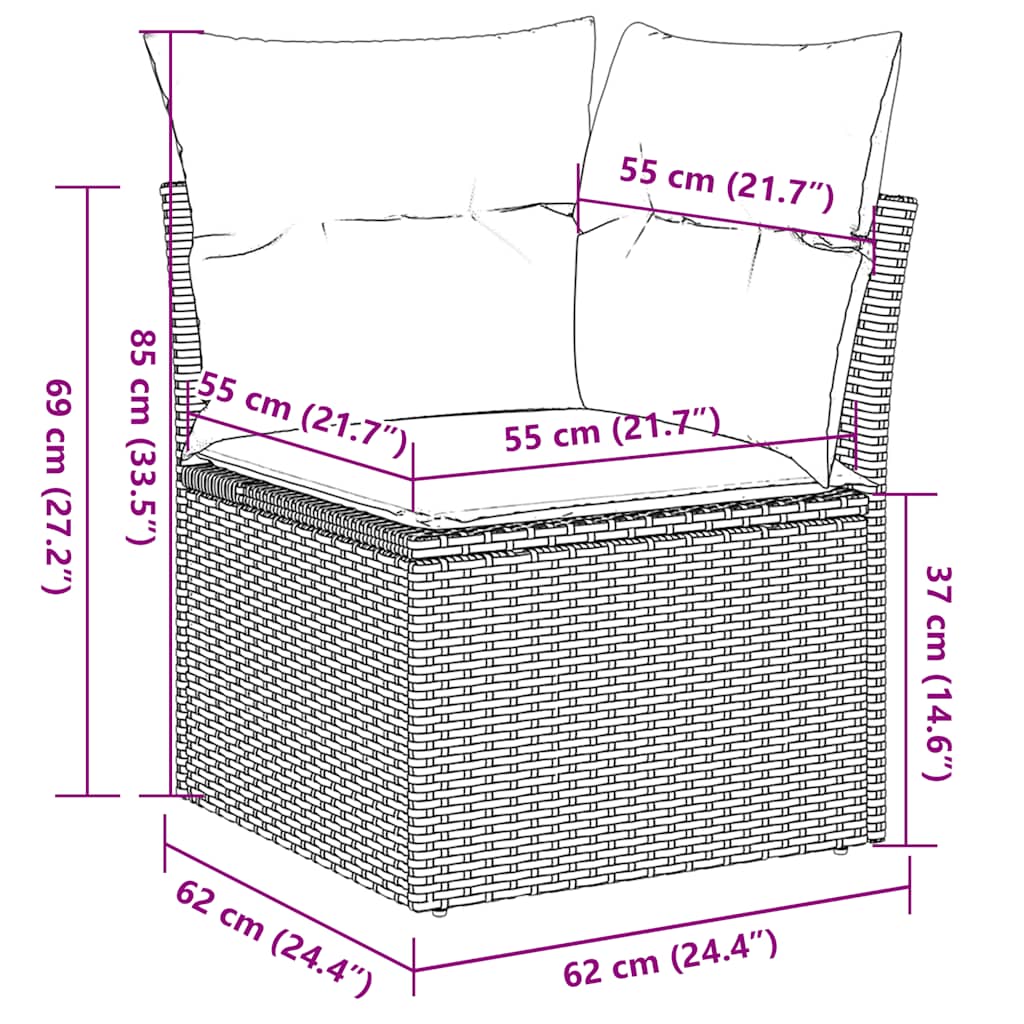 1 Loungeset Met Kussens Poly Rattan