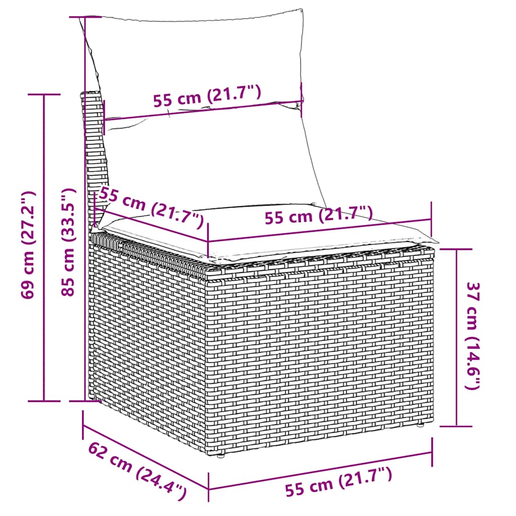 1 Loungeset Met Kussens Poly Rattan