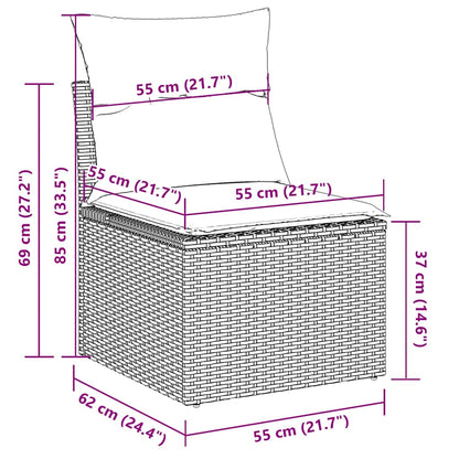1 Loungeset Met Kussens Poly Rattan