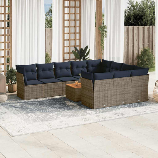 1 Loungeset Met Kussens Poly Rattan