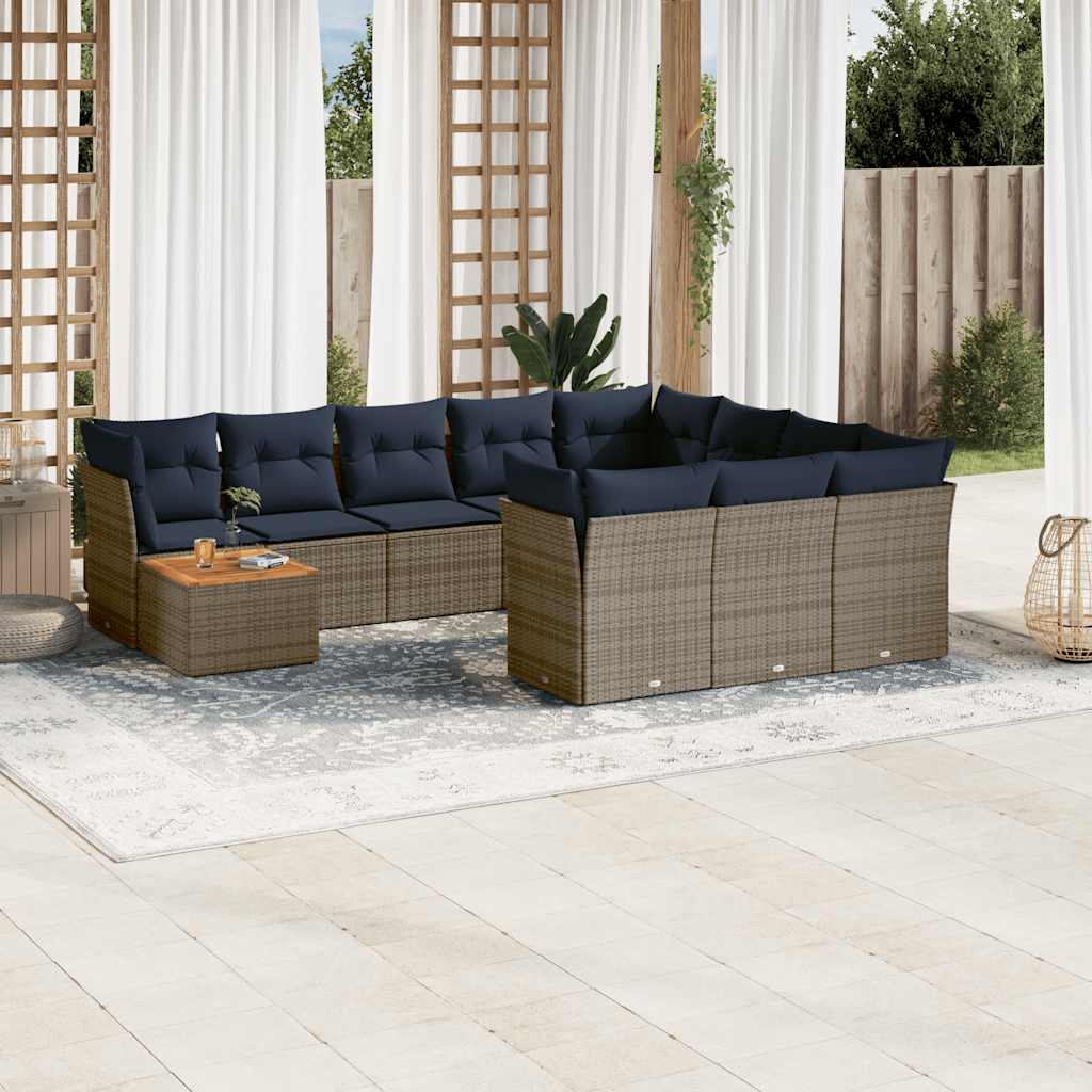 1 Loungeset Met Kussens Poly Rattan