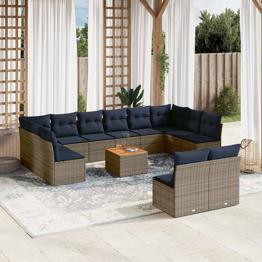 13-Delige Loungeset Met Kussens Poly Rattan