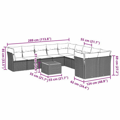12-Delige Loungeset Met Kussens Poly Rattan