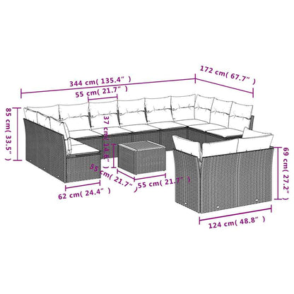 13-Delige Loungeset Met Kussens Poly Rattan