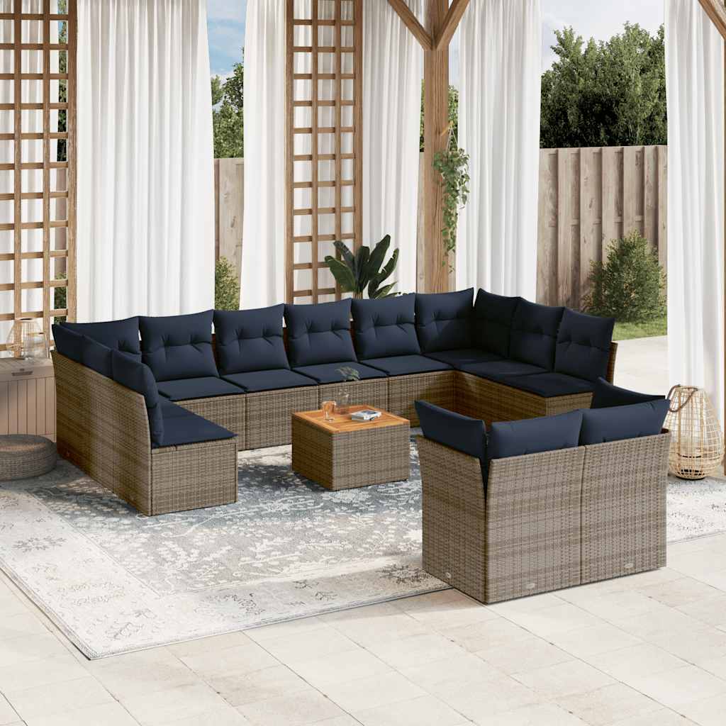 13-Delige Loungeset Met Kussens Poly Rattan