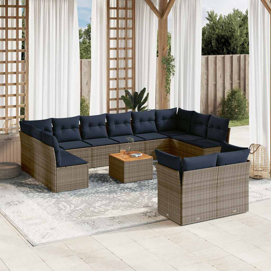 13-Delige Loungeset Met Kussens Poly Rattan