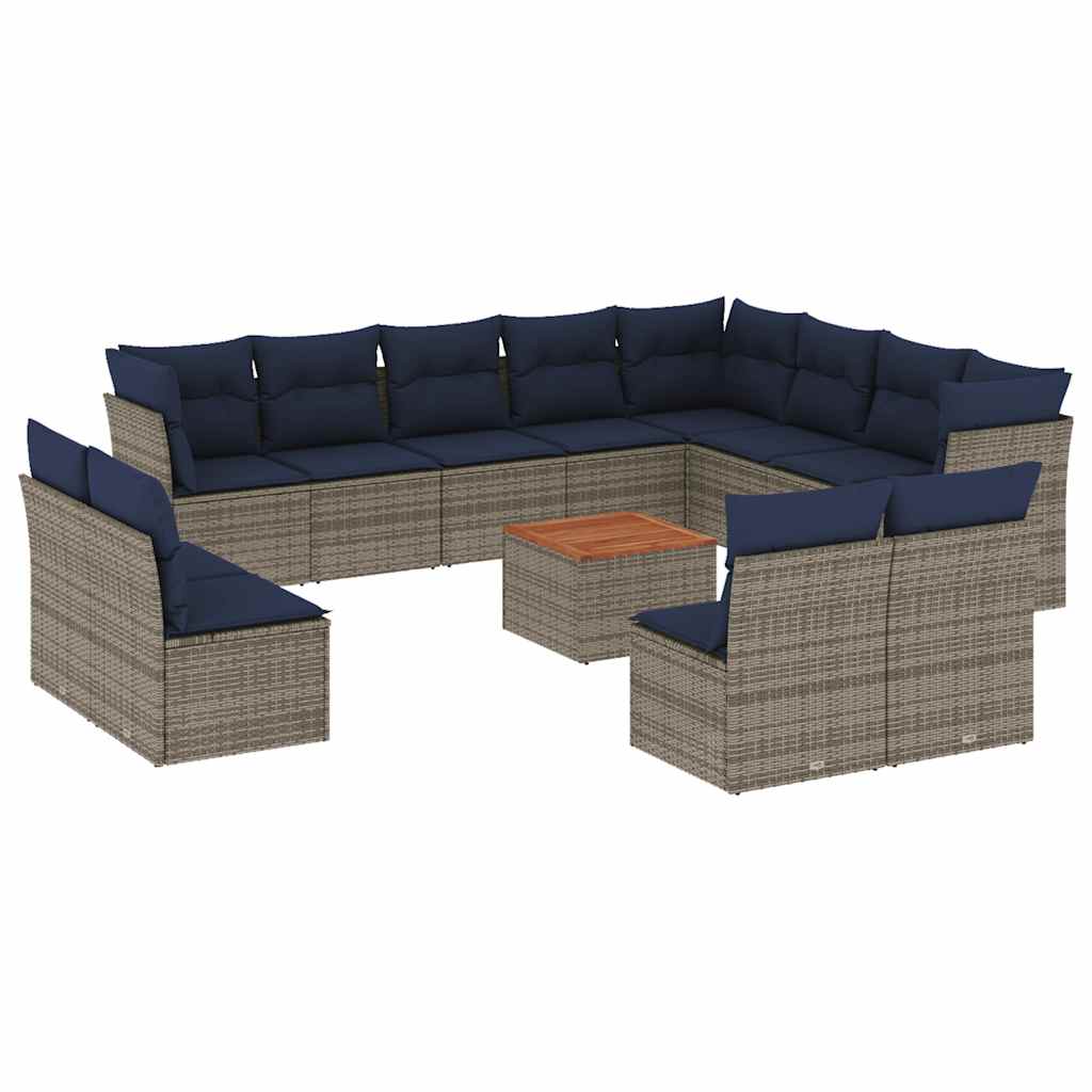 13-Delige Loungeset Met Kussens Poly Rattan
