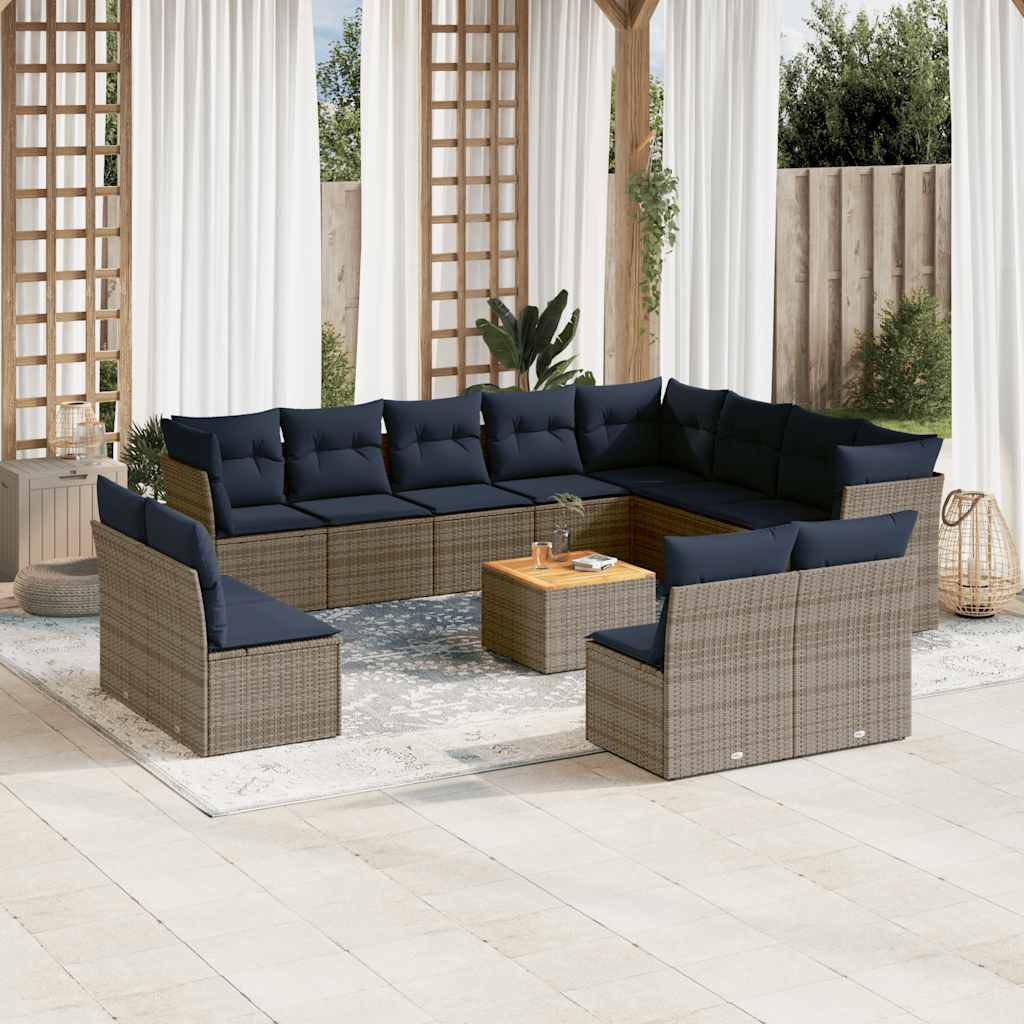 13-Delige Loungeset Met Kussens Poly Rattan