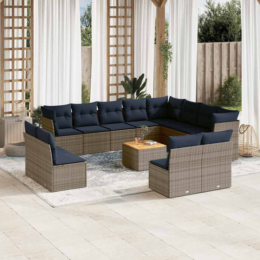 13-Delige Loungeset Met Kussens Poly Rattan