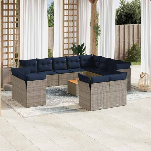 13-Delige Loungeset Met Kussens Poly Rattan